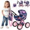 Kinderplay Puppen-Kinderwagen, tiefes faltbares Design mit verstellbarem Griff und Tasche KP0262I