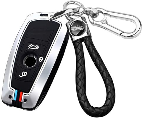 ontto Autoschlüssel Hülle Passt für BMW 520 525 F30 F10 F18 118i 320i 1er 3er 5er 7er X3 X4 M3 M4 M5 Fernbedienung Metall Schlüsselhülle Schutzhülle Schlüsselanhänger Schlüssel Etui 3 Tasten-Silber