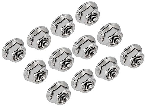 QUARKZMAN M10 x 1,25mm Esagonale Flangia Dado x 12pz 304 Acciaio inossidabile Acciaio Seghettato Metrico Esagonale block Dadi per Tubazioni, Automobile Motori, [Argentato]
