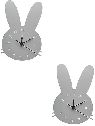 Garneck 2 STK Kaninchen Stille Wanduhr Dschungel-wanduhr Haushalts-hängeuhr Badezimmer Uhr Bauernuhr Rustikale Wanduhr Stille Uhr Kaninchen Uhr Ostern Wanduhr Holz 3D Rom Arabisch