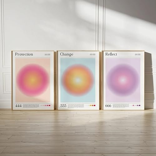 Trendy Angel Number Aura Gradient 111.222.333.444.555.666.777.888.999 Wandkunst Leinwand Malerei Poster Für Wohnzimmer Home Decor 35Cmx50Cmx3Pcs Kein Rahmen