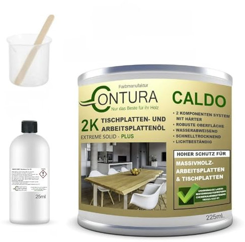 Contura 250ml. im Set Hartwachsöl 2K Arbeitsplattenöl Härter Holzöl Tische Theken Öl kratzfest Hartöl (Weiß pigmentiert)