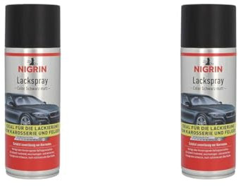 NIGRIN Lackspray, 400 ml, mattschwarzer Autolack, schützt Felgen und Karosserie vor Rost, schnell trocknend (Packung mit 2)