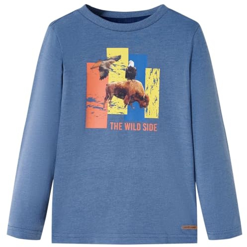 Kinder-Langarmshirt mit Ochsen Adler Pullover Sweatshirt Blau Melange 140
