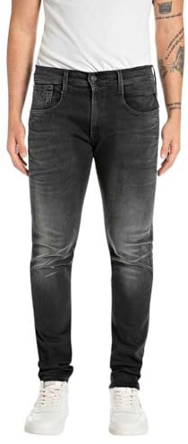 Replay Herren Jeans Anbass Slim-Fit Hyperflex mit Stretch, Schwarz (Black 098), 30W / 30L