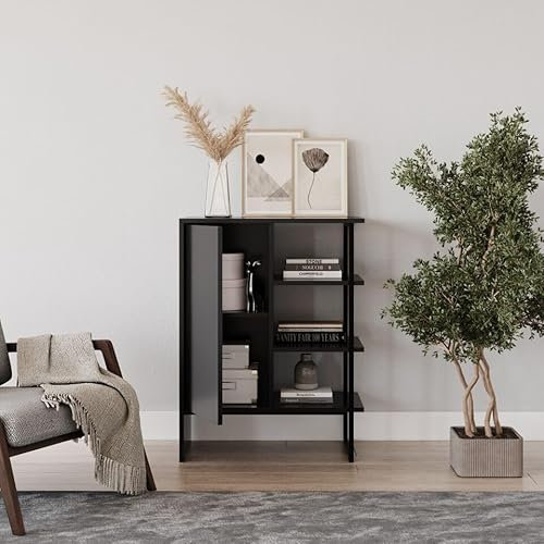 URBNLIVING 60cm Wood Steel Living Room 1 Door Bedside Cabinet Shelf Shelving Bookcase Unit, Modern Storage Organizer, Contemporary Design, Home Furniture, Multifunctional Storage Solution