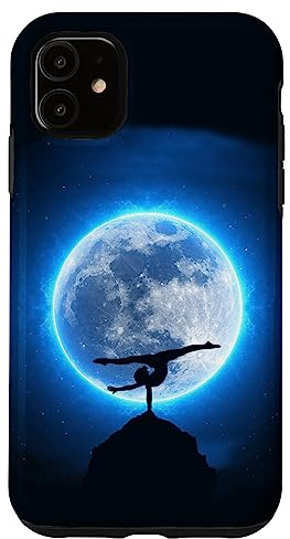 Gymnastik Geschenk Handyhülle für Mädchen Turnerin Blau Weiß Mond Hülle für iPhone 11