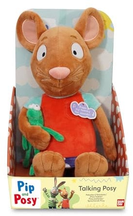 BANDAI Pip and Posy Talking Feature Plüsch Posy mit Froggy - Großer sprechender Teddy - Stofftier mit Geräuschen - Großes Kuscheltier mit TV-Show Sätzen