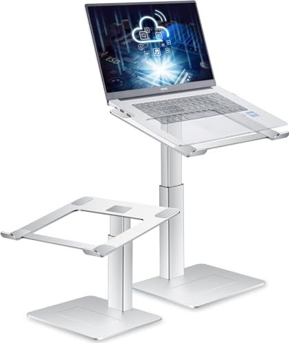 supamir Adjustable Laptop Stand for Desk, DJ Laptop Riser, Standing Desk Converter, Support Working on Computer Sitting/Standing, Compatible with MacBook, Dell, HP and All 13-16.5 Notebooks, Silver
