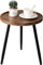 danpinera Runder Beistelltisch – Robuster Akzenttisch aus Holz und Metall, Vielseitiger Couchtisch für Wohnzimmer, Pflanzenständer & Kinderzimmer, Braun & Schwarz, 38 x 45 cm