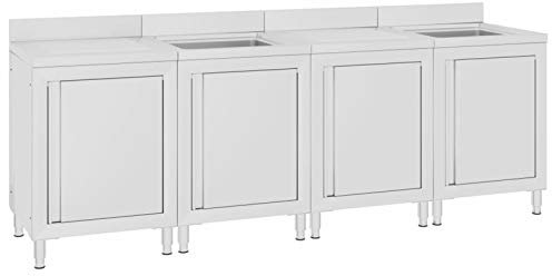 LAPOOH Fregadero de Cocina Profesional, Mueble Pila Lavadero, Pila Fregadero Cocina, Fregadero sobre Encimera, Fregadero Baño Encimera, Picas De Cocina, Acero Inoxidable 240x60x96 cm