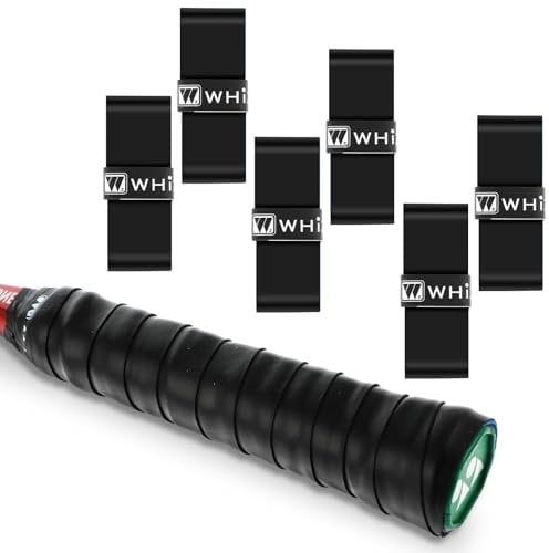 Piriuuo Lot de 6 rubans adhésifs antidérapants prédécoupés super absorbants pour raquette de tennis (noir)