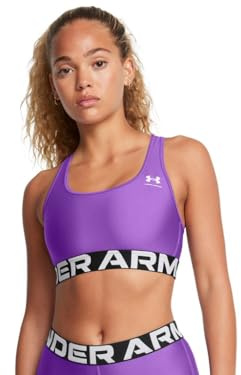 Under Armour HeatGear Authentics Mid Impact Sport-BH für Damen, Lavish-White, X-Small