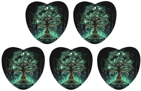 Lot de 5 désodorisants pour voiture - Motif arbre vert magique - Diffuseur de parfum à suspendre - Élimine rapidement les odeurs - Décoration pour voiture, chambre à coucher, armoire - Blanc