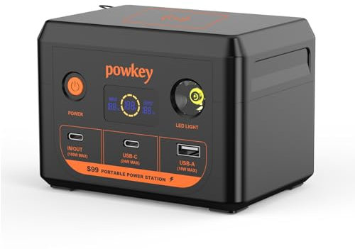 Powkey Portable Power Bank 96Wh Power Station 30000mAh Powerbank PD 100W Fasting Charging LiFePO4 Battery Pack with Wireless Charging and LED Flashlight Power Supply for Trip Camping Office