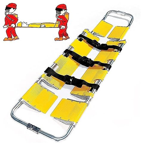 CHANGLKJ Leichte Klapptrage Aus Aluminiumlegierung, Faltbare Schaufeltrage, Erste-Hilfe-Rettungstrage Mit Festem Gurt, Abnehmbarem Scharniermechanismus Und Robust, Für Krankenhäuser, Feuerrettung