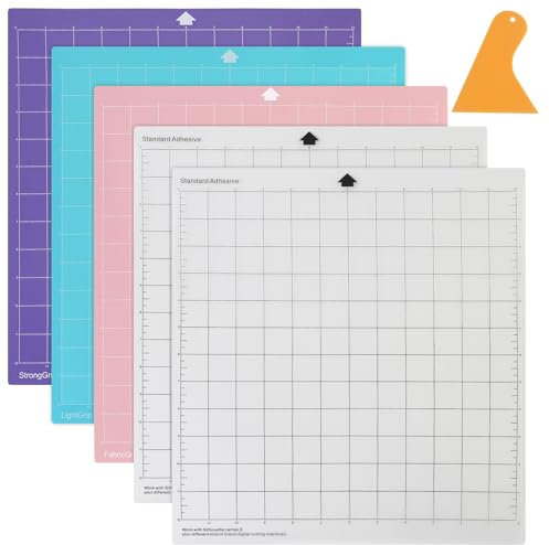 5er Pack Schneidematte,12x12 inches Zoll Selbstklebende Schneidematten für Silhouette Cameo 4/3/2/1, Ersatz Schneidematte,erasterte Schneidematten für Silhouette Cameo Vinyl Craft