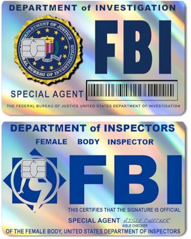 MERKALARA Holografische Kreditkartenhaut – 3M-Material, Debitkarten-Aufkleber, wasserdicht, langlebig und einfach anzubringen, personalisierbare Hülle mit mehreren Designs (FBI Funny ID)