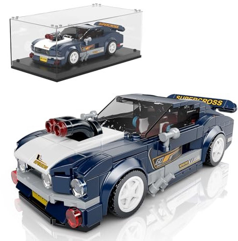 Mould King 27048 Technik Speed Champion Sportwagen Bausteine Musteng 1967 Rennwagen Klemmbausteine mit Acryl Vitrine Modellautos Zum Sammeln (387 Teile)