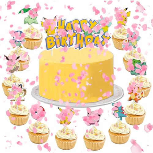 YOGARTH 25 Stück Tortendeko Nicht Essbare Kinder, Kuchen Deko Junge Mädchen, Happy Birthday Cake Topper Set für Kindergeburtstag Party Kuchen Dekoration (B)