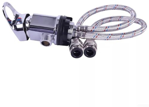Hasaller Mischarmatur, Chrom-Effekt, Messing, Duscharmatur, Wohnmobil-Dusche, Mi-Xer-Wasserhahn mit 800 mm Edelstahl-Endstücken, 1,27 cm Steckverbindung, Einhebel-Temperaturregelung für Wohnmobil