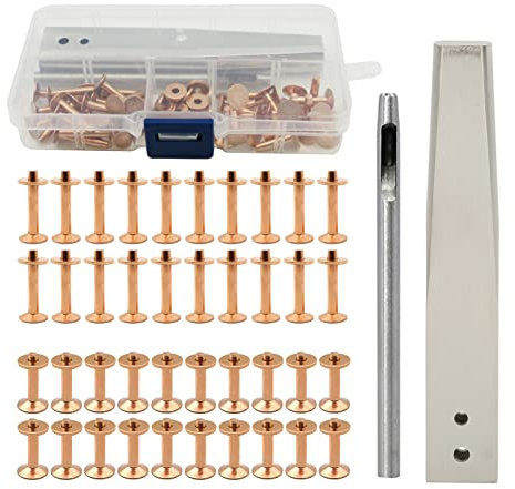 Copper Rivets for Leather, Copper Rivets Burrs Kit Copper Rivets for Grounding Shoes Leather Rivets with Setters Rusts Proof Studs DIY Leather Craft Tool for Clothing Bag Belt