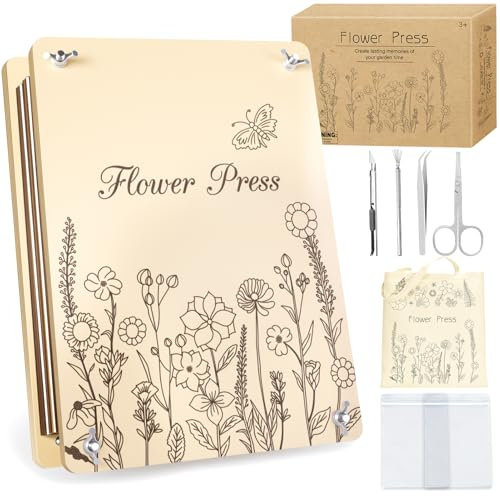 Dreamon Large Flower Press Kit - 11.8 x 8.3 10 Layers DIY Wooden Flower Pressing Kit with Storage Bag Arts and Crafts Kits for Adults & Teens, Great Gift for DIY Arts and Crafts Lovers