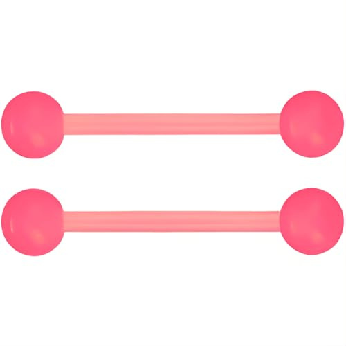 SREFGAS Barbell Piercing Set für Damen Herren 14 G Acryl Brustwarzenpiercing Zungenpiercing Helix Kugel Nippelpiercing Bars Kit Nipple Tongue Barbells Schmuck 2 stk Länge 16 MM
