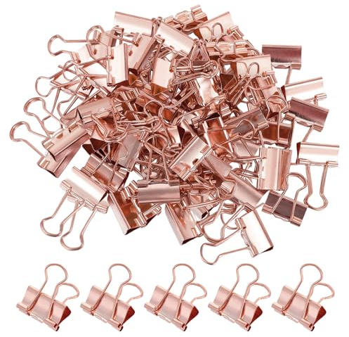 80 Stück Foldback Klammern Metall Binder Clips Büroklammern Roségold Büromaterial Metallklammern für Dokumente und Akten, Kleine Klammern für Tüten Bürobedarf Heimgebrauch und kreative Projekte