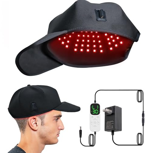 Rotlicht- Cap, Rotes Licht mit 180 LEDs, 660 nm & 850 nm Infrarotlicht, verstellbare Größe für Männer und Frauen