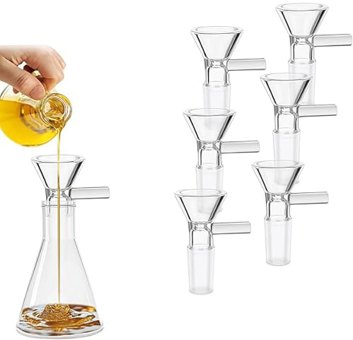 Evadollina Funnel, 6 Piece Kitchen Funnels, 14mm Filling Funnel, Heat Resistant Glass Funnel, Mini Bowl Piece With Handle, Funnel Set, For The Kitchen