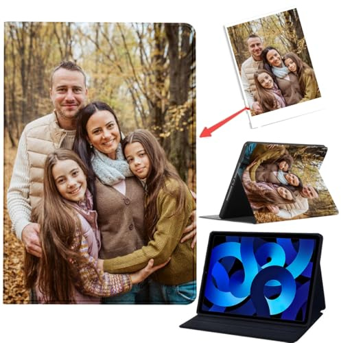 Niokfrci Funda Personalizada para iPad Air 5 Generation 10,9 2022/iPad Air 4 Generation 2020, Foto Imagen Texto Personalizable Carcasa con Función de Soporte,PU Cuero Flip Protectora Tablet Cover