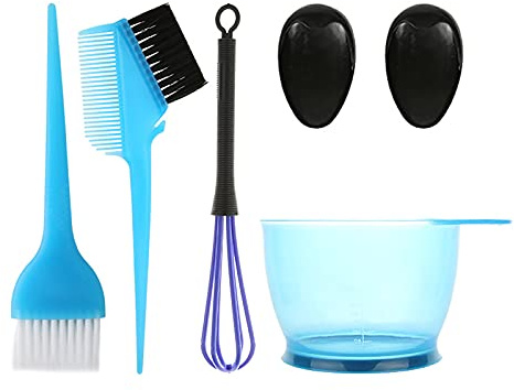 Lot de 5 pinceaux de coloration et bol avec capuchons d'oreille, applicateur de coloration pour salon, spa, coiffure, balayage à la maison, micro tressage, méchants, traitement à la kératine tous