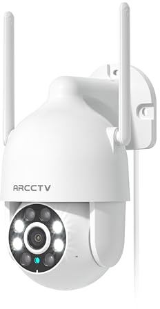 ARCCTV P2 Security Camera Outdoor, 4MP WiFi Outdoor Camera Wired, 1 Pack | 2K/4MP, 360° Pan-Tilt, 2.4G/5GHz WiFi, Auto Motion Tracking, 24H Recording, Colour Night Vision, 2-Way Audio, IP65, Alexa