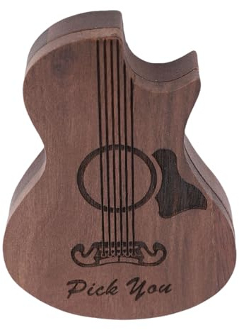 RASTKY Collezionista di Porta Plettri per Chitarra con 3 Pezzi di Plettri Classici in Legno RPC-4, Porta in Legno con Supporto, Custodia Personalizzata per per Chitarra