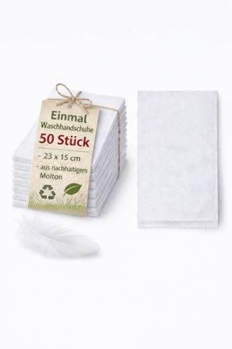 BUXMED 50 Stück Einmal Waschhandschuh 23 x 15 cm Waschlappen aus Molton für Erwachsene und Babys, weich & sanft, Einweg, Einmal Waschhandschuhe, Waschhandschuh Körper, Einmalwaschlappen