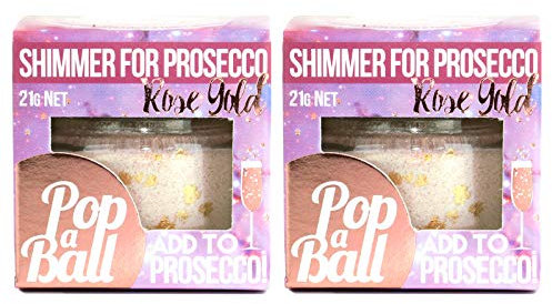 Popaball Drink Shimmer Rose Gold Raspberry Flavour | 2 x 21 grams | Prosecco, Gin, Mocktail & Cocktail Making Gifts | Gift Set Ideas For Her, Hampers & Hen Parties