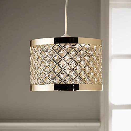 Horsham Gold Shiny Metal and Acrylic Beads Non Electrical Easy Fit Pendant Shade