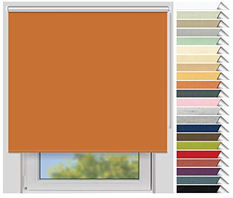 EFIXS Thermorollo Medium - Rollos nach Maß - 25 mm Rollowelle - Stoffbreite bis 220 cm, Höhe bis 240 cm - Hier: bis 100 cm x 240 cm (BxH) - orange (060) - mit & ohne Bohren
