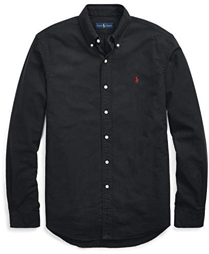 Polo Ralph Lauren Mens Classic Long Sleeve Oxford Shirt, Black, Large