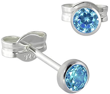 SilberDream Ohrstecker Damen 925 Silber hellblau Zirkonia Ohrringe 3mm D3SDO5533H Silber, Zirkonia Ohrschmuck für die Frau