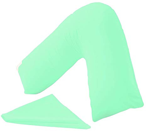 ER Traders Ltd V Pillow With V Pillowcase Hollowfibre Back and Neck Support V Shaped Orthopedic (Mint, Complete with Pillow)