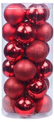 BESPORTBLE 24er Rote Weihnachtskugeln - Kunststoff Dekorationskugeln Für Weihnachten 6cm Hängende Ornamente Für Baumhaus Indoor Und Outdoor