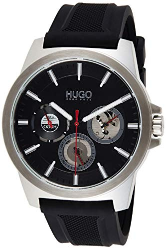 HUGO Quartz Montre avec Bracelet en Silicone 1530129 Noir/Argent