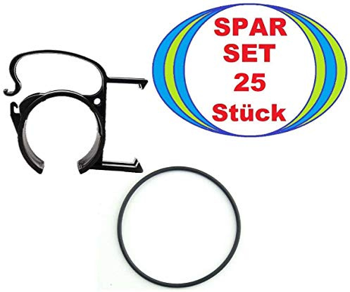 25 x THE SNAP Traversenklammer Schwarz mit Steckdosenhalter incl. Gummiring (25x SNAP Schwarz + 25x O-Ring)