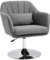 HOMCOM Swivel Linen Fabric Accent Chair for Living Room Contemporary Vanity Armchair with Adjustable Height Thick Cushion Lumbar Support Armrest for Bedroom Office Dark Grey