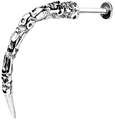 Taffstyle Piercing Stab Stecker Lippenpiercing Ohrpiercing Labret Lippe Ohr Tragus Helix Long Claw Tribal Lang Anhänger Silber Totenkopf