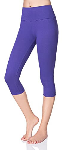 SOFTSAIL Leggings Lunghi da Donna in Cotone Sportivi a Vita Alta Leggings in Cotone per Donne Tempo Libero Relax Pantaloni Comodi per Donne per L'Estate, Viola 52