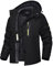 TACVASEN Damen Winter Wanderjacke Outdoorjacke Winddicht Skijacke Fleece Jacket Wandern mit Abnehmbarer Kapuze (XXL, Schwarz)