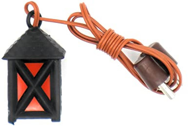 BELI-BECO 6848 Kunststoff-Laterne für Krippe mit Beleuchtung - Krippenbeleuchtung - Kunststoff - klare Glühlampe - 4,5 V - 0,2A (Laterne: schwarz | Glas: rot & nicht transparent, 25 mm)